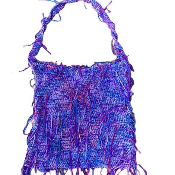 HANDMADE KNITTED HOBO BAG MULTI-COLOR - Picture 3 of 10